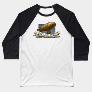 Steampunk Flying Zepplin Baseball T-Shirt